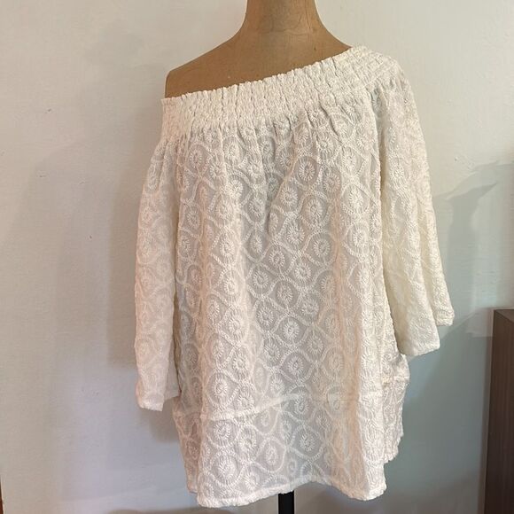 Current Elliot cotton blouse sz 2 or M/L eyelet embroidery great pre owned cond - Picture 2 of 8